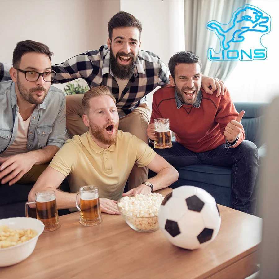 Lions Neon Lights Football Led Night Lights Lions Lights Used As Gifts For MenS Caves Clubs And Football Fans H251201