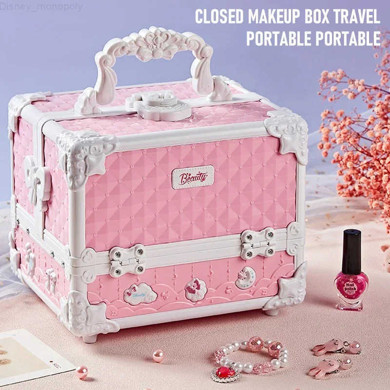 Disney Kids Makeup Kit Little Girls 49 Pcs Washable Makeup Kit Real Girl Princess Make Up Kit with Cosmetic Case Play Set Birthday Gift H251202