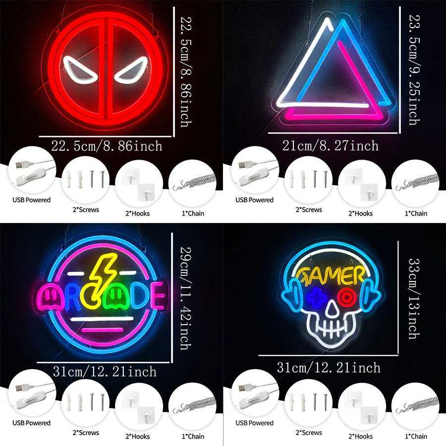 Game Series Neon Lights Skull Personality Icons Game Player Wall Decor Room Club Bar Wall Lights The Best Gift For Friends H251201