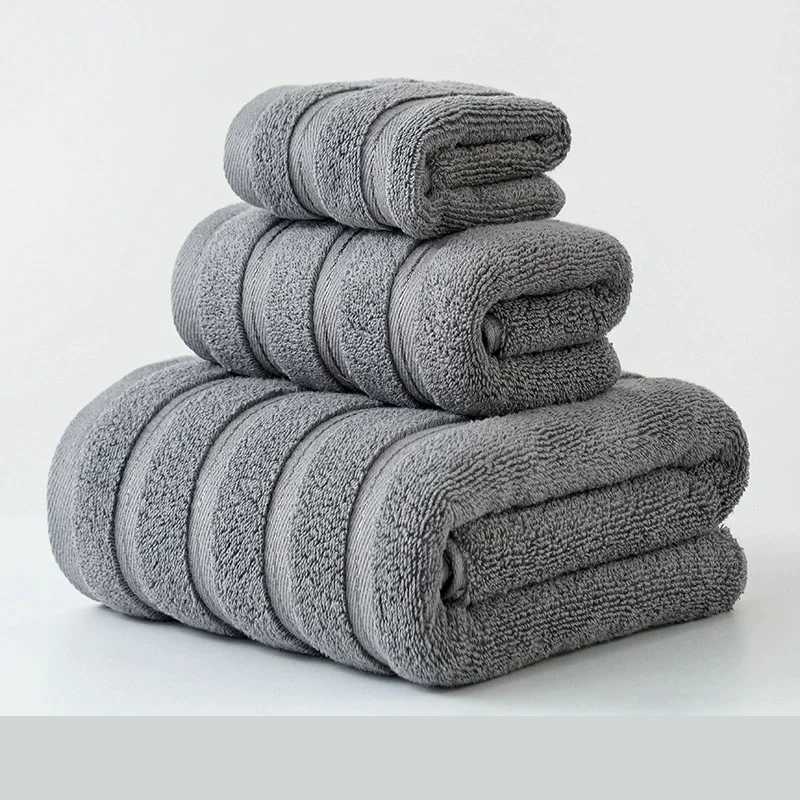 High Quty 100Cotton Towel Set BundleSolid Dark Green HandFaceBath TowelSoft Absorbent Washcloth For Hotel Home Gift 3pcs Y251202