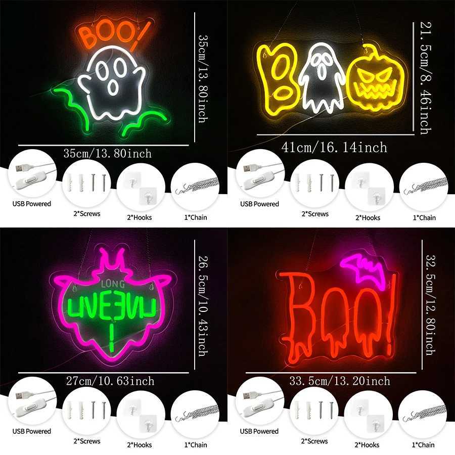 Haunted House Series Neon Signs Ghosts And Bat Led Horror Icons Used For Clubs Bars Man Caves Halloween Activities Decor H251201