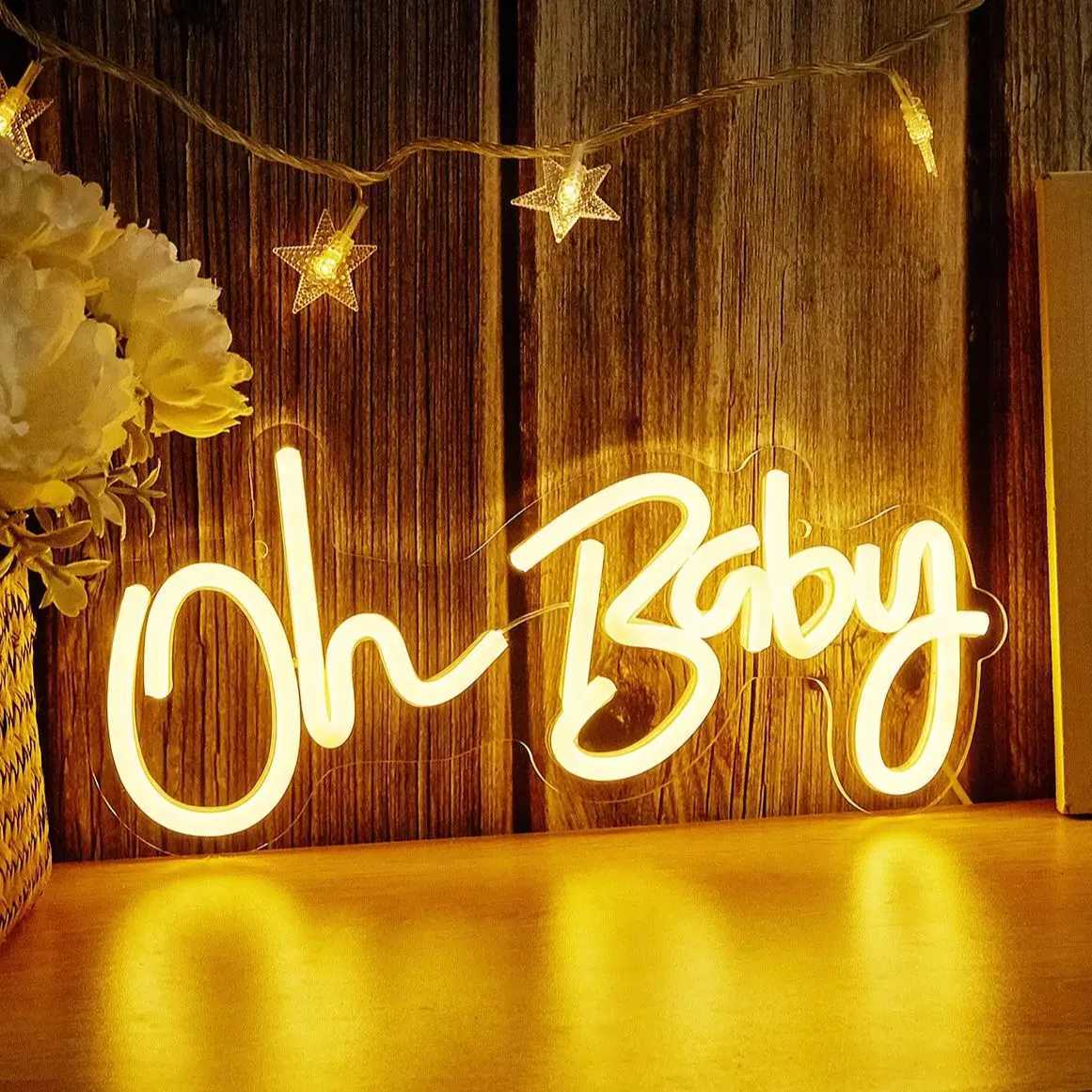Chi-buy LED Neon Oh baby USB Powered Neon Signs Night Light 3D Wall Art Bedroom Living Room Decor Lamp Sign Christmas Gift H251201