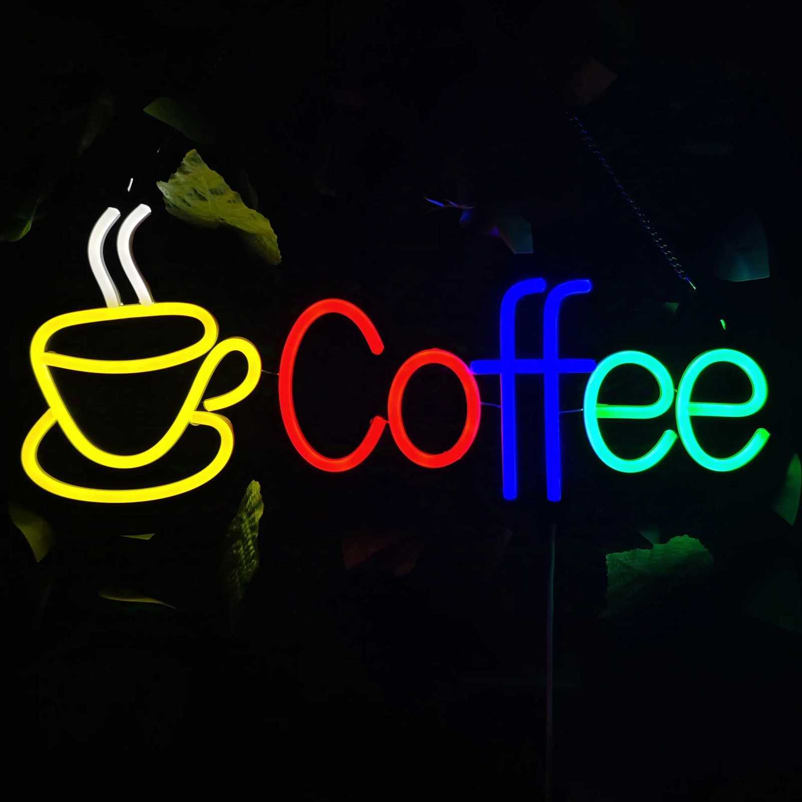 coffee LED neon sign wall decoration with 5V USB power supply and dimmable switch 1811 x 791 inches neon sign decoration f H251201