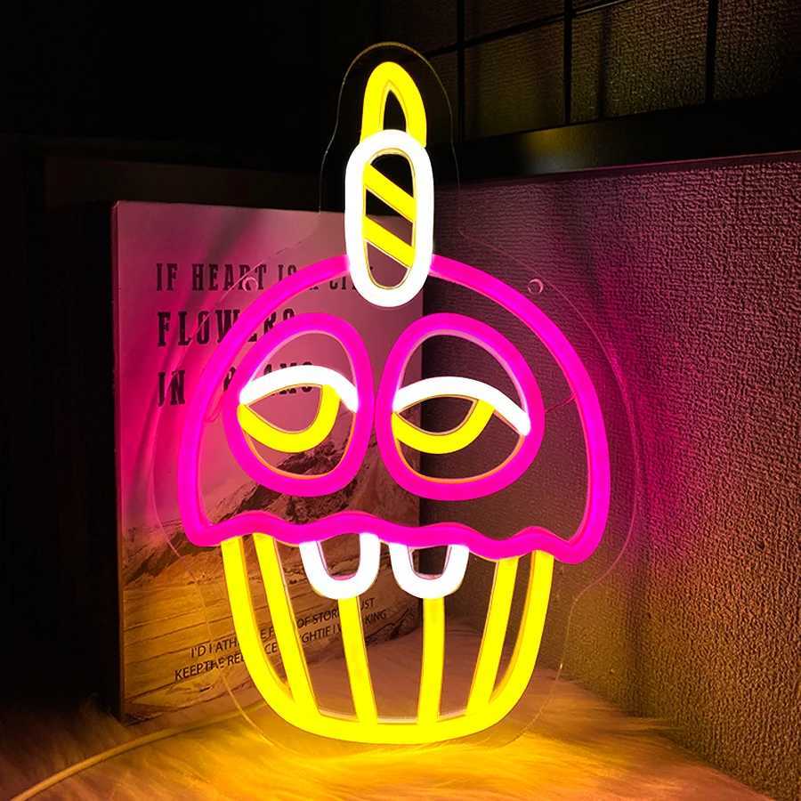 Cupcake Led Neon Sign Used For Dessert Shop Wall Decor Usb Powered Restaurant Snack Shop Bakery Coffee Shop Art Wall Lamp H251201