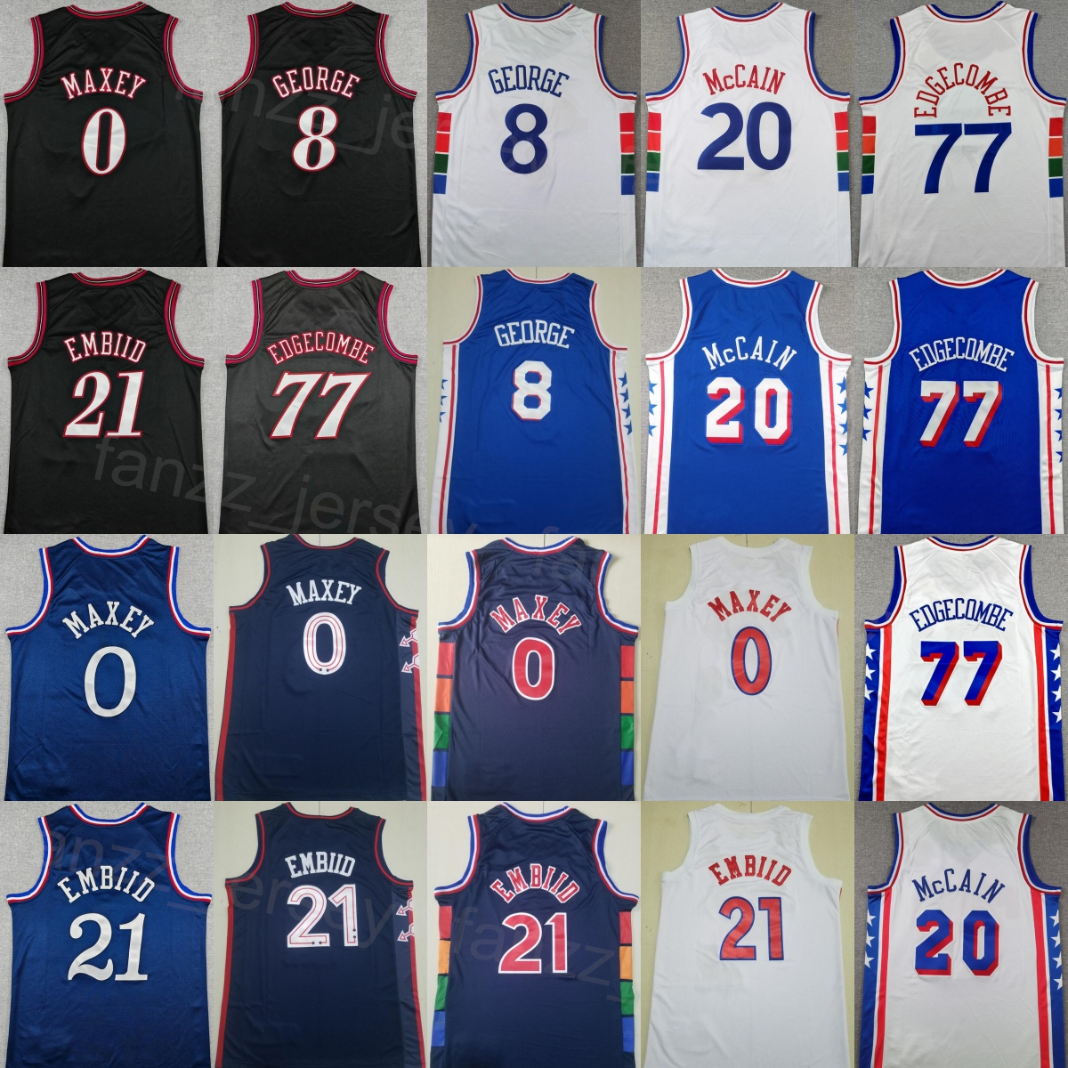 2026 Basketball City Joel Embiid Jerseys 21 V.J Edgecombe 77 Paul George 8 Jared McCain 20 Tyrese Maxey 0 Shirt Earned Statement For Sport Fans Icon Good Quality Mans