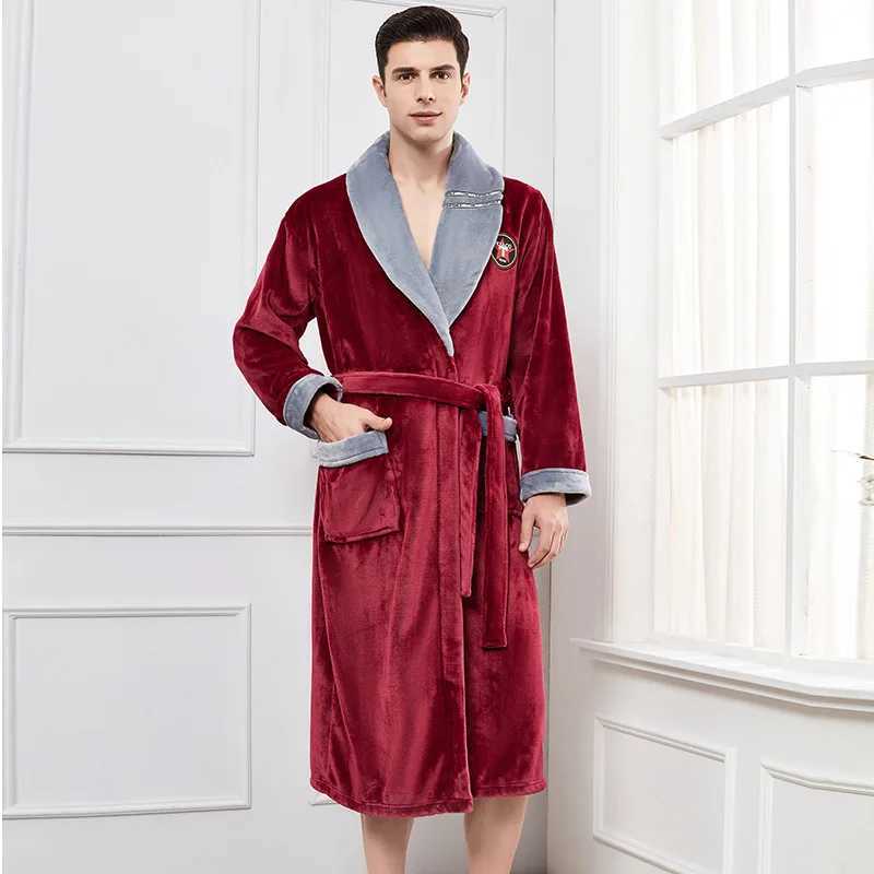 High Quality Mens Robe Winter Bathrobe Male Long Thick Warm Terry Fleece Towel Dressing Gown Couple Home Bath Robes C251202