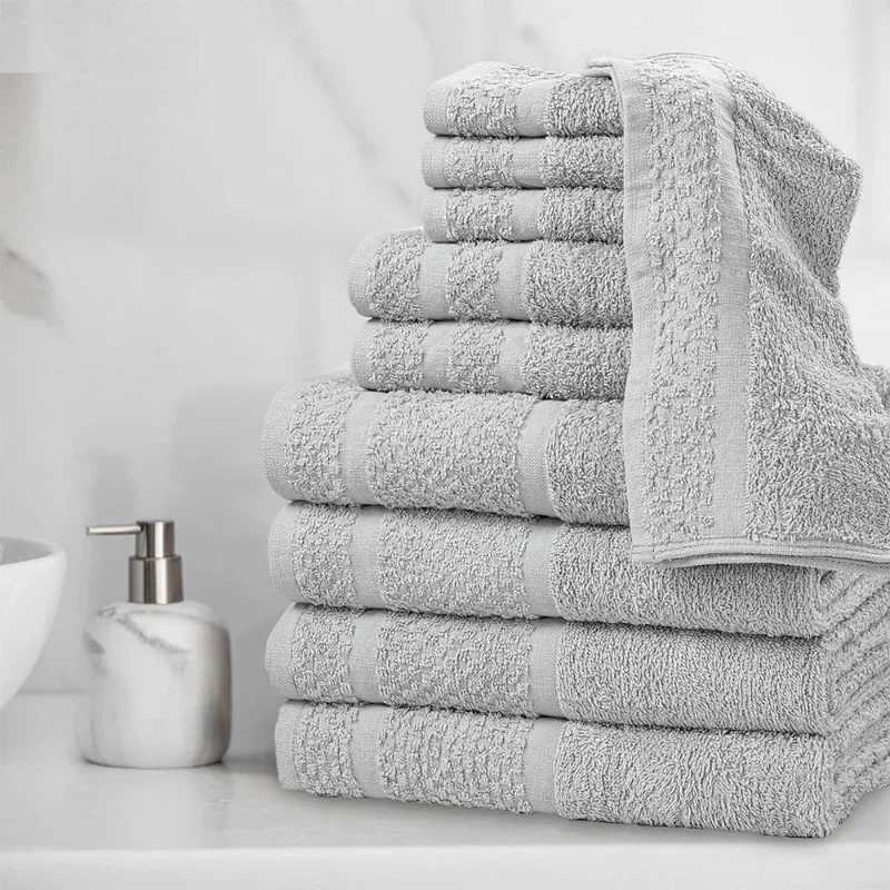 10 Piece Towel Set with Upgraded Softness Durability Grey Y251202