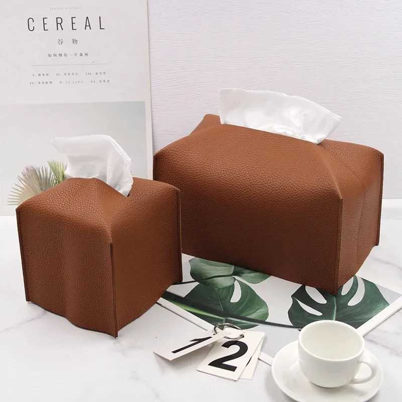 1pc Tissue Box Cover Refi PU Leather Foldable Tissue Box Holder - Decorative Holder/Organizer for Bathro Vanity Countertop H251201