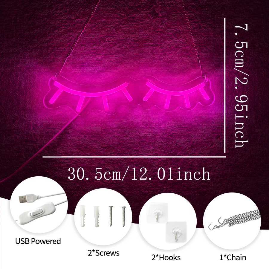 Pink Eyelash Led Neon Sign Suitable For Eyelash Room Decor Art Wall Lamp In Dressing Room And Beauty Salon Powered By Usb H251201