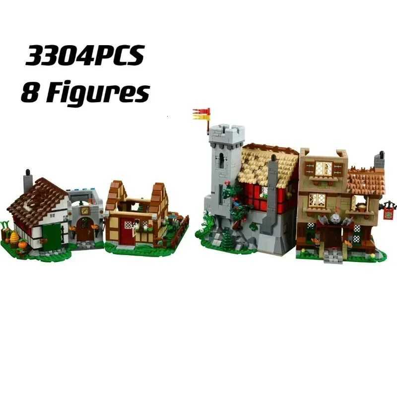 3304PCS Medieval Town Square Building Blocks Bricks European Architecture Toys Christmas Birthday Gifts C251203