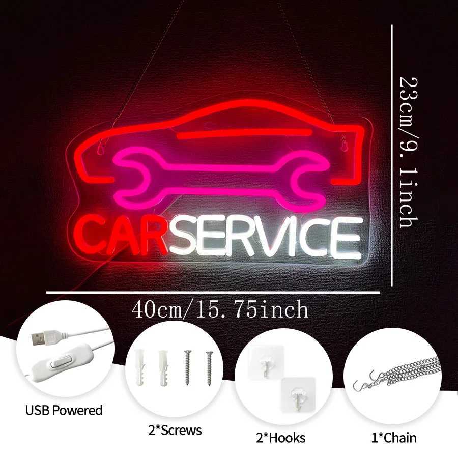 Car Service Neon Sign Wrench Icon Hand-Made Usb Powered Used For Repair Shops Auto Parts Stores Garages Man Caves Decor H251201