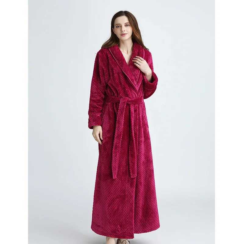 Flannel Mens Solid Bathrobe Thick Warm Winter Man Dressing Gown With Sashes Turn Down Collar Fluffy Couple Kimono Male 2025 C251202