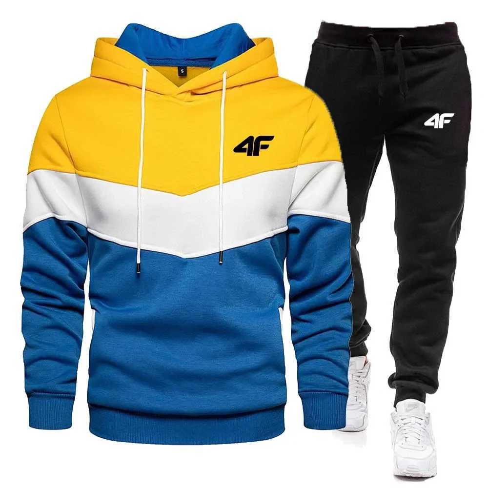 2-Piece Fleece Tracksuit for Men Thick Hoodies and Pants Warm Sportswear Suit Hip Hop Trend Clothing Winter and Fall W251202