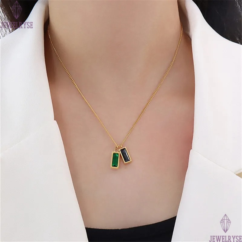 fashion gold chain stainless steel designer necklace for woman party green CZ pendant silver necklaces choker jewelry birthday valentines day family g