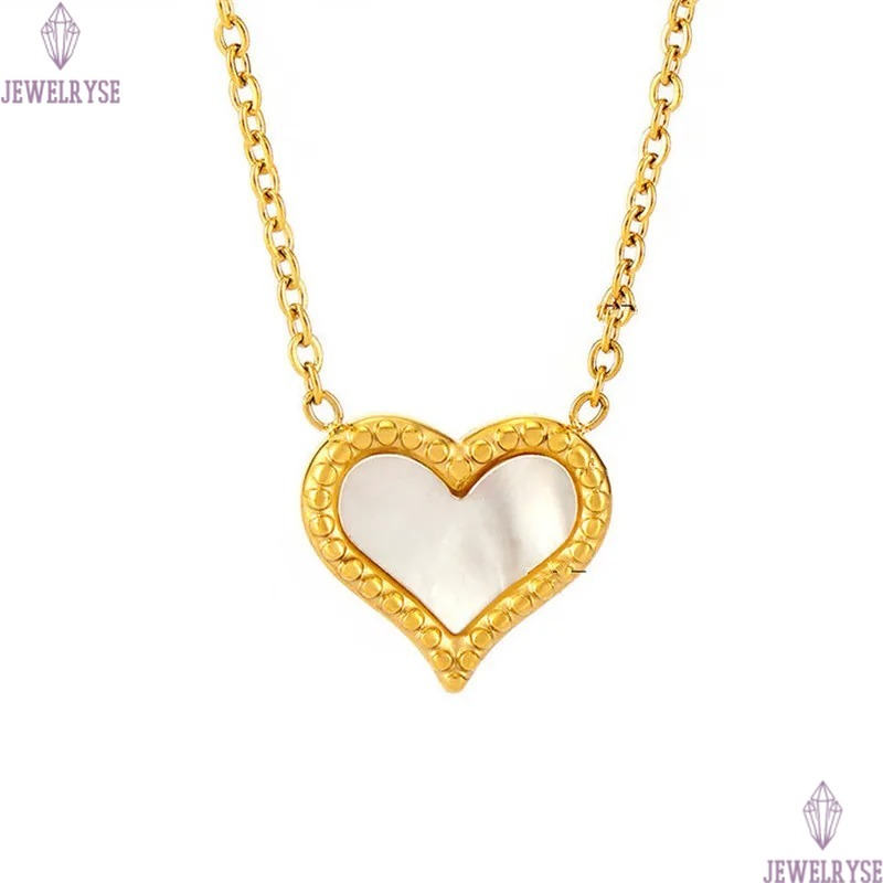 new autumn and winter heart designer necklace for woman stainless steel natural fritillary pendant gold necklaces choker daily outfit jewelry birthday