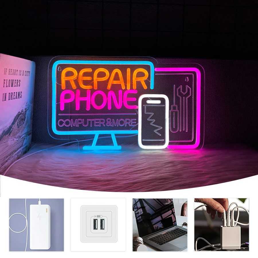 Phone Repair Neon Signs 3D Carved Icons Of Computers And Mobile Phones Used For Wall Decor Of Business Electronic Repair Shops H251201