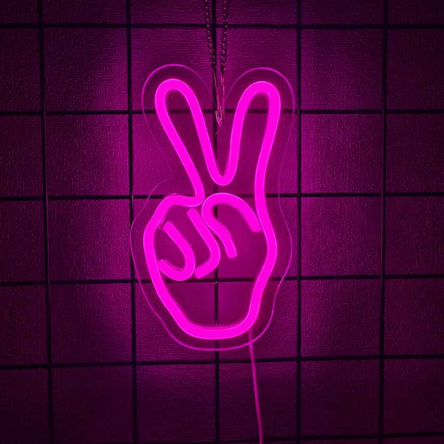 Gesture Led Neon Sign Pink Gesture Icon Used For Bedroom Home Bar Girls Room Nail Salon Beauty Salon Party Decor Gifts H251201