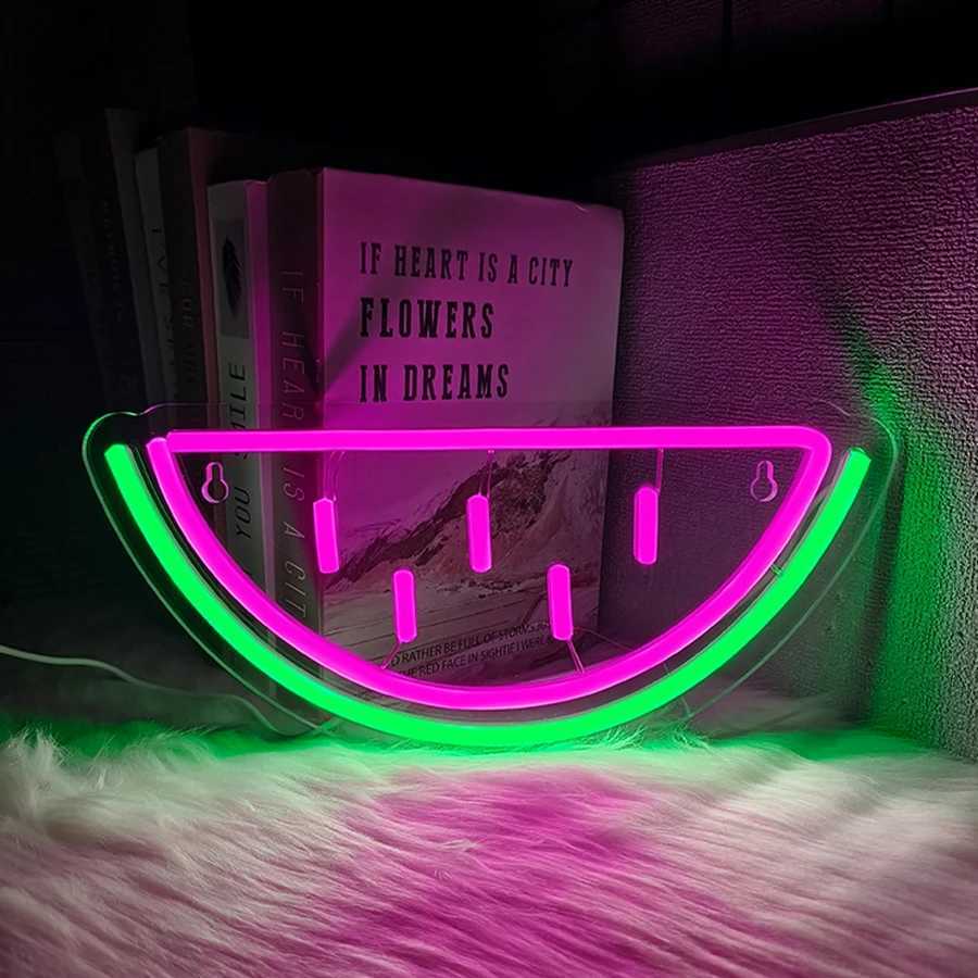 Watermelon Neon Sign Colorful Fruit Led Icon Usb Powered Used For Artistic Decor In Rooms Restaurants Fruit Shops And Shops H251201