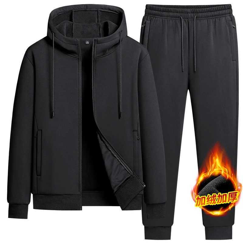 Cashmere Tracksuit Mens Sets Fleece Thick Hooded Brand Casual Autumn Winter New Hooded Cardigan Thickened Fleece Two-piece Set W251202