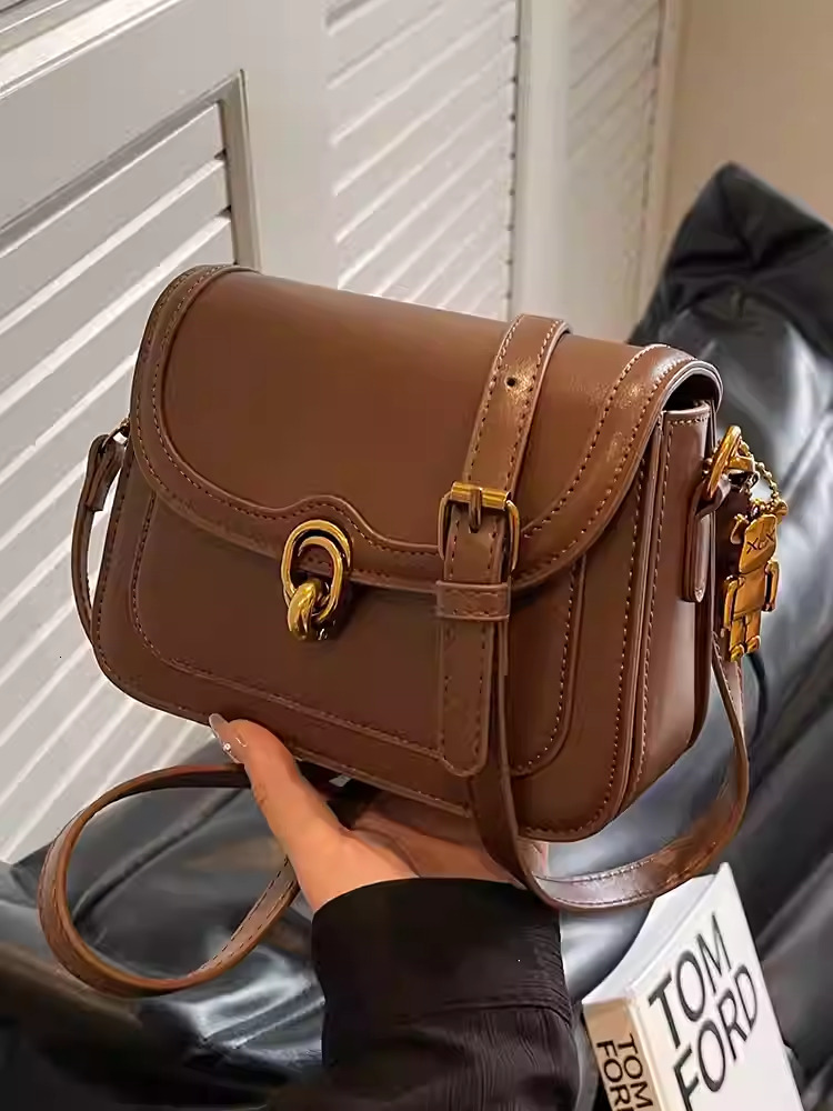 Saddle Small Crossbody For Women 2024 Trend Designer Underarm Shoulder Bags PU Leather Ladies Handbags And Purses
