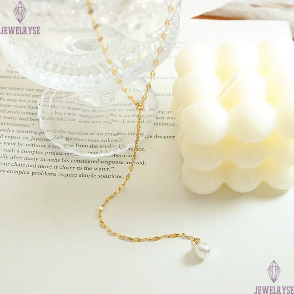 new rose gold pearl sweater chain designer necklace for woman stainless steel pendant long silver necklaces daily outfit jewelry birthday friend famil