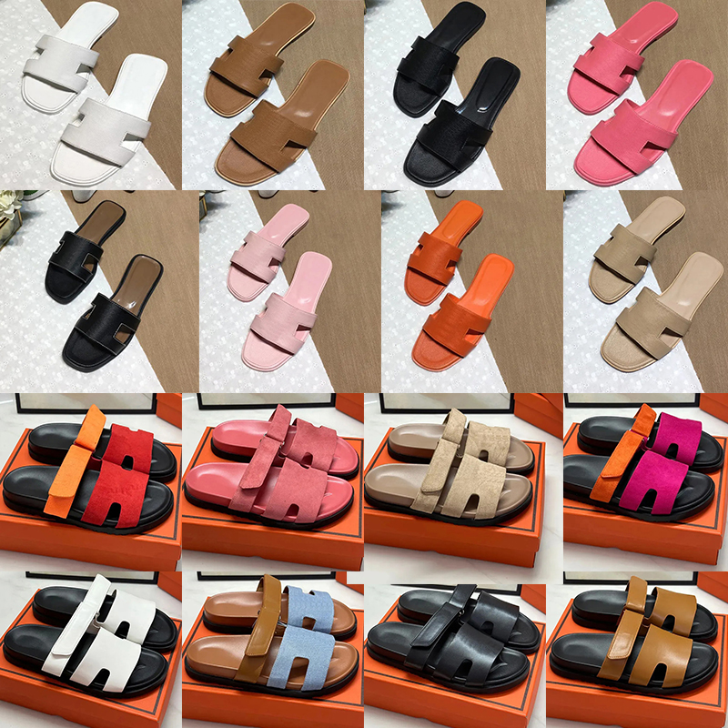 designer slippers slides sandals shoes flats classic womens summer sandal leather brown black white women sliders