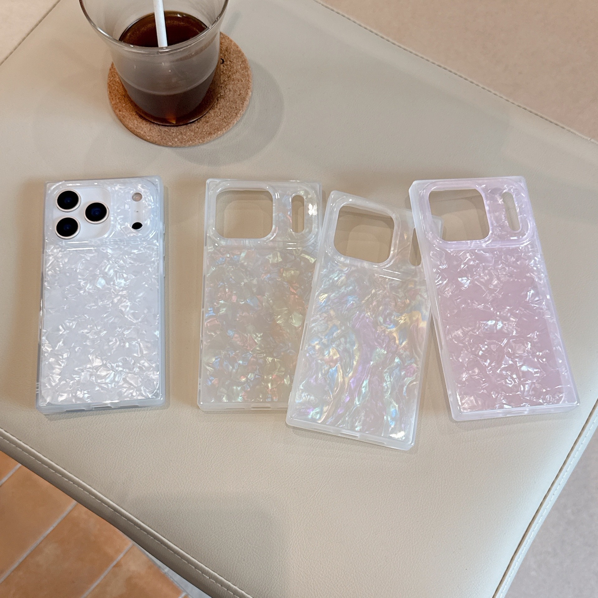 Square Shell Pattern Phone Case iPhone 17 Pro Max Compatible With Apple 16/15 Pro Simple Full Protection Anti-drop Case