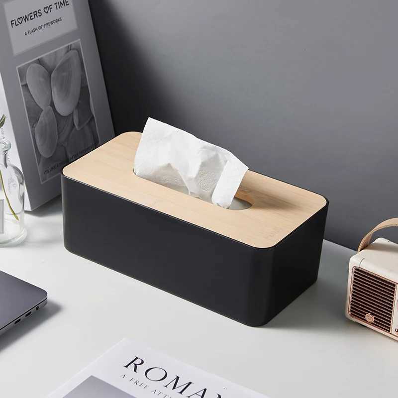 1pc Luxurious Bamboo Rectangar Tissue Box Cover Waterproof Elegant Holder For Disposable Facial Paper Tissues H251201