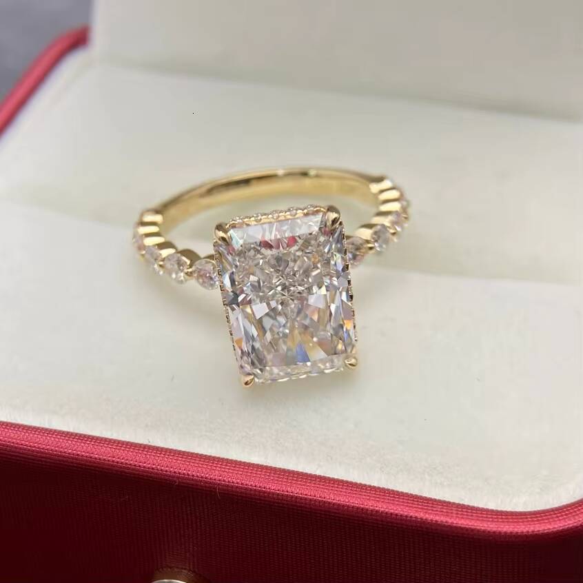 1ct 2ct Radiant Cut Hidden Halo Ring IGI Lab-grown Diamonds 14K 18K Gold Prong Setting Rings with Lab CVD Radiant Shape Diamond