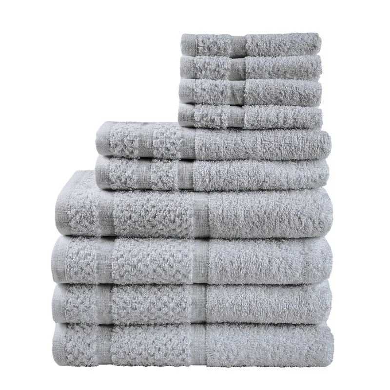 10 Piece Towel Set with Upgraded Softness Durability Grey Y251202