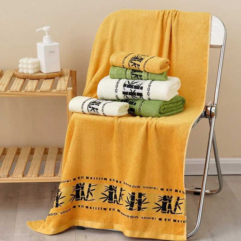 2pcs Bathroom Towel Set 100 Bamboo Fiber Jacquard Luxury Geometric Embroidered Sport Gift Bath Hand Face Towels Cover Toallas Y251202