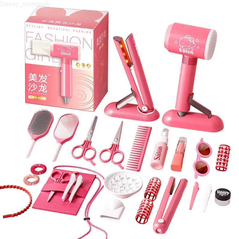 Disney Girls Beauty Toys Fashion Barber Role Playing Games Simulation Haircut Children Hair Dryer Child Pretend House Play Children H251202