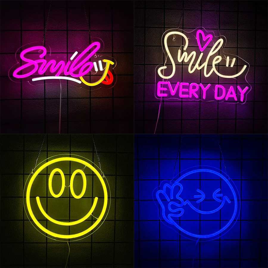 Smile Series Led Neon Signs Used For Wall Decor Engagement Party Bedroom Game Room Wall Lights Christmas And Birthday Gifts H251201