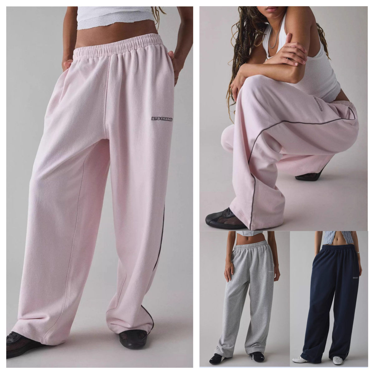 Designer Women's Pants Iets Frans Women Men Wide Leg Sweatpants Embroidery Cute Sports High Waisted Baggy Flared Revive Cargo Jogger Daily Wear L