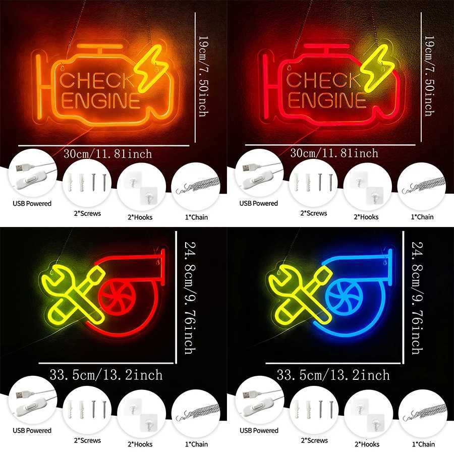 Check Engine Led Neon Sign Repair Tool Icon DadS Wall Art Gift Man Cave Auto Repair Shop Workshop Garage And Party Decor H251201
