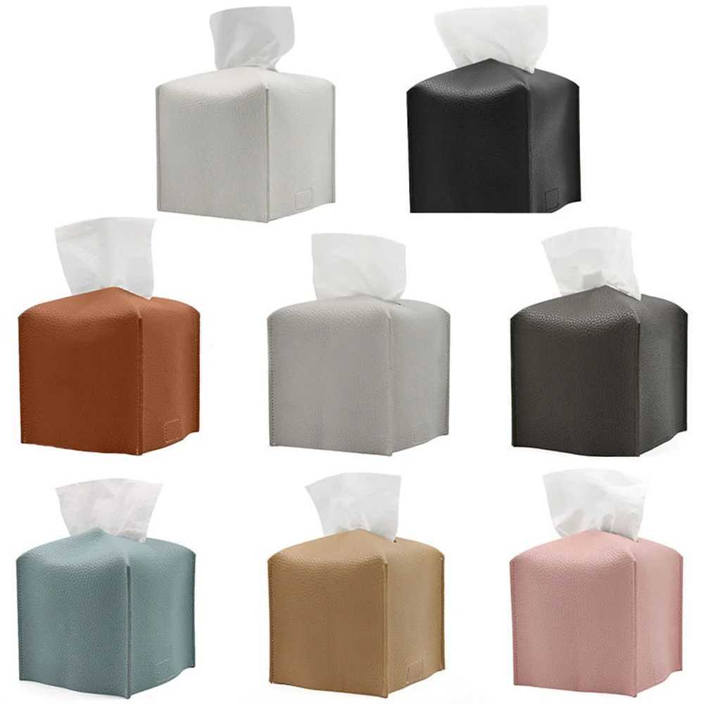 Modern PU Leather Square Tissue Box Cover Holder-Decorative Holder/Organizer for Bathro Vanity Countertop Night StandsOff H251201