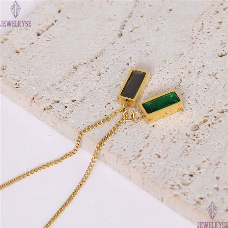 fashion gold chain stainless steel designer necklace for woman party green CZ pendant silver necklaces choker jewelry birthday valentines day family g