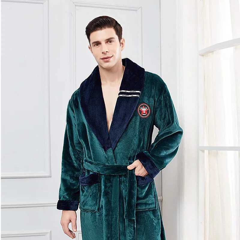 High Quality Mens Robe Winter Bathrobe Male Long Thick Warm Terry Fleece Towel Dressing Gown Couple Home Bath Robes C251202