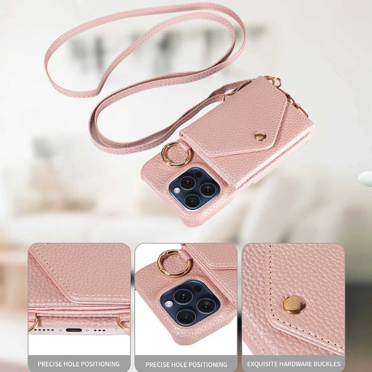 Leather Phone Case for GalaxyA52 A52S A53 A54 A72 A73 A91 M01core M13 Anti-Drop with Long Lanyard and Mirror Phone Cover J251202