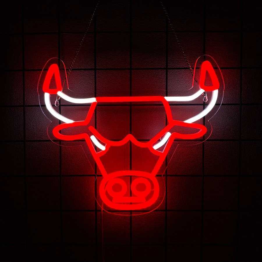Bar Led Neon Sign Longhorn Skull Icon Wall Decor Bedroom Office Bar Man Cave Game Room Club Wall Lamp Usb Powered H251201