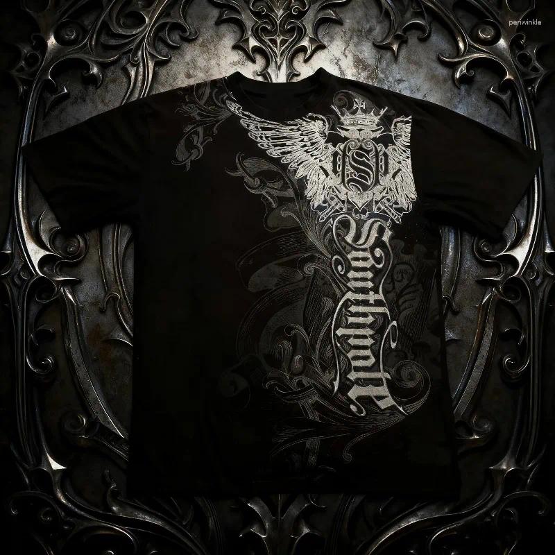 Men's T Shirts 2025 Summer Classic Gothic Style Cotton Printed T-shirt Oversized High Street Round Neck Tops Mens Women Shirt