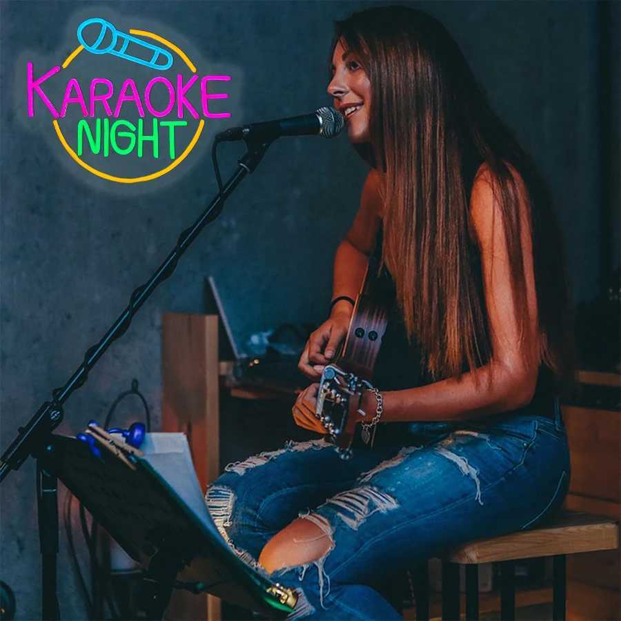 Karaoke Night Neon Sign Hand-Wheat Icon Usb Powered Used For Art Decor Of Music Studios Bar Concerts And Theme Parties H251201