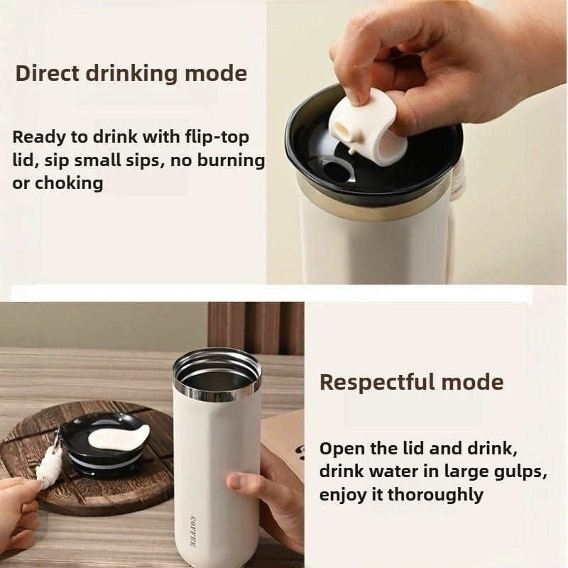 Vacuum Coffee Tumbler 350ml Stainless Steel Thermal Mug Leakproof with Handle for Travel water term Thermo bottle thermos cup 251202 W260226