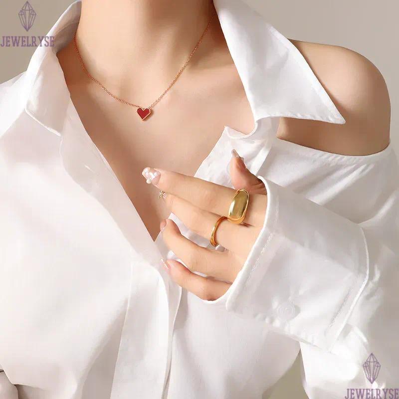 stainless steel red heart designer necklace for woman party home 18k gold pendant luxury necklaces school silver choker jewelry travel birthday friend