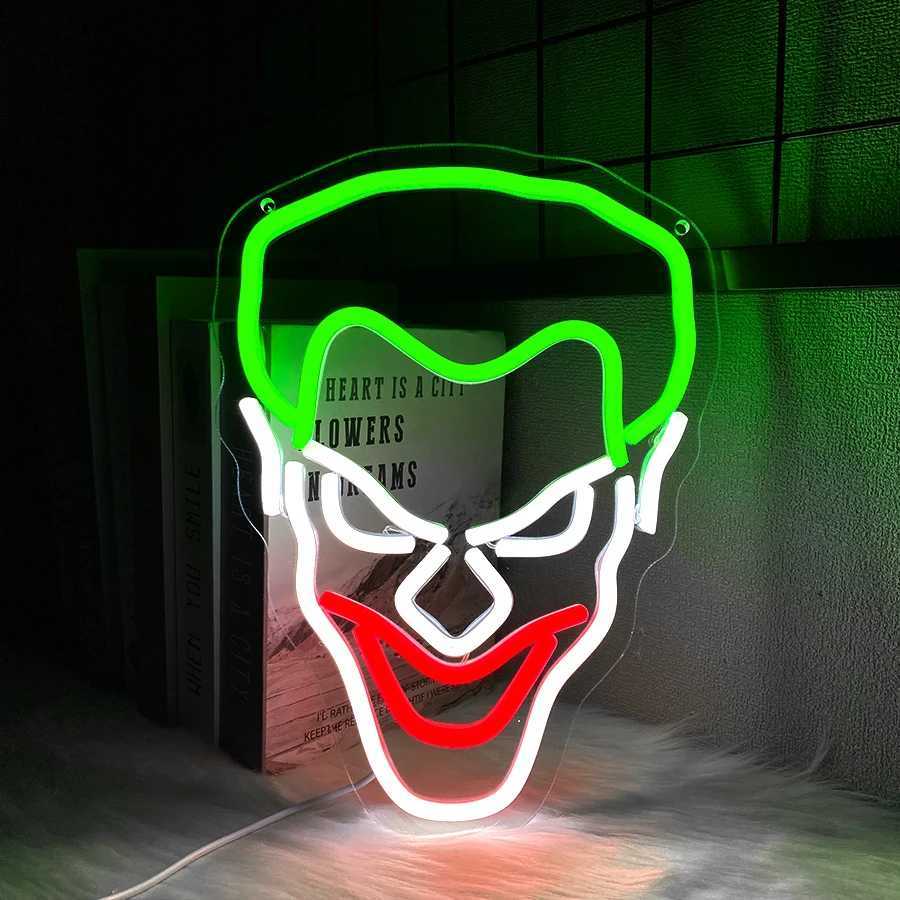 Clown Face Neon Sign Movie Luminous Wall Decor Usb Powered Used For Room Bar Club Game Room Halloween Party Wall Lamp H251201
