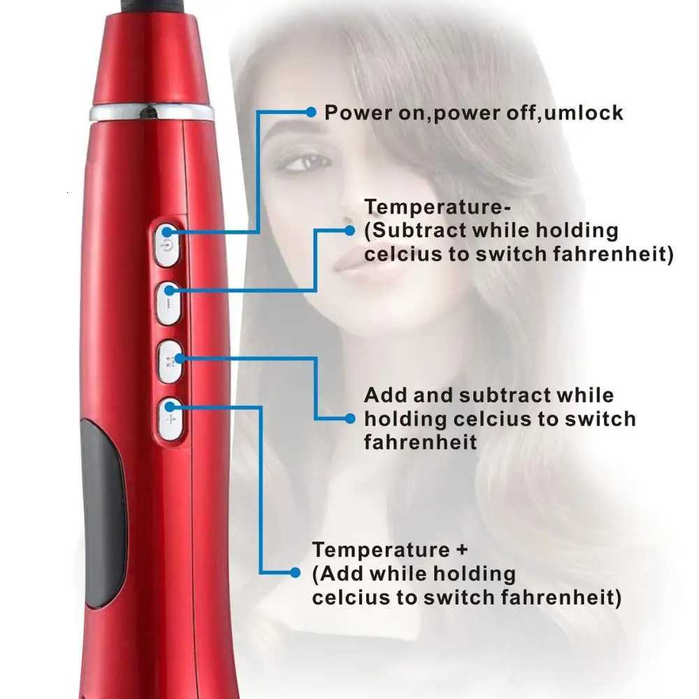 Autatic Hair Curling Iron Air Curler Wand Curl 1 Inch Rotating Magic Salon Auto Curlers LCD Display C251202