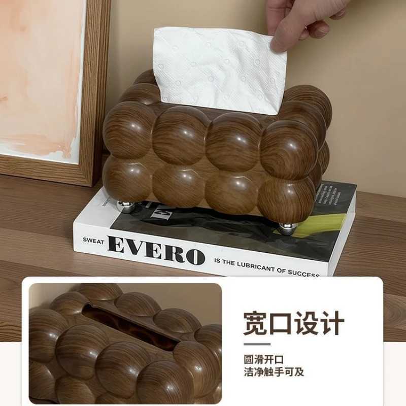 Nordic New Wood Grain Tissue Box Plastic Material Living Ro Paper Box Tea Table Creative Decoration Desktop Napkin Drawer H251201