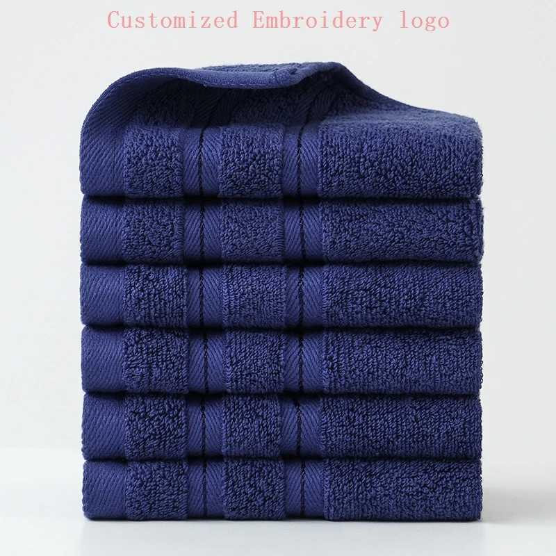 10pcs Customized Embroidery Towel Navy Blue Soft Salon Towels Bathroom Gift Towel White Wholesale Price Y251202