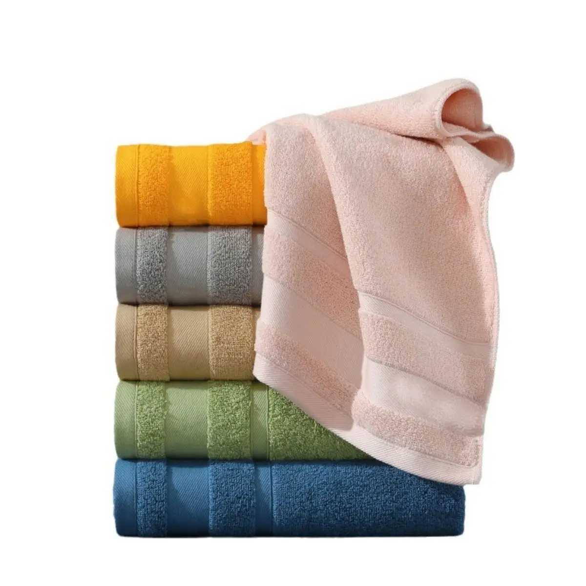2 Pcs Towel Set 100 Cotton Soft Absorbent Towels for Bathroom Livingroom Kitchen Y251202