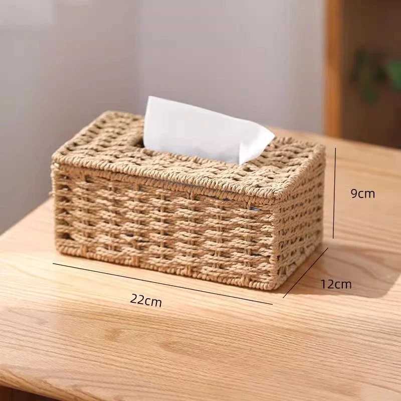 New Woven Tissue Box Imitation Rattan Woven Grass Tissue Storage Box Luxury Tissue Paper Holder He Living RoTable Decoration H251201